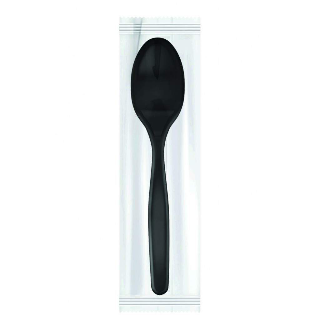 Black coated spoon (50 pcs)