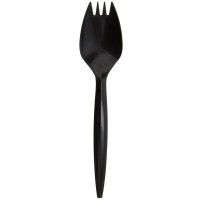 Spoon and fork 2 in 1 black (50 pcs)