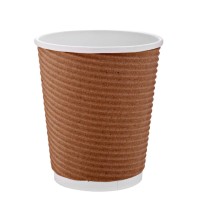 Brown Corrugated Paper Cups 8 Oz (25 Pieces)