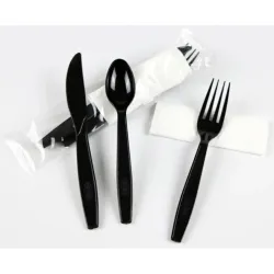 طقم ملعقه وشوكه وسكين ومنديل (20حبة)